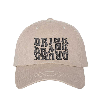 Stone Drink Drank Drunk Embroidered Baseball Hat featuring bold stitched lettering, breathable cotton fabric, and adjustable hook &amp; loop closure – DSY Lifestyle