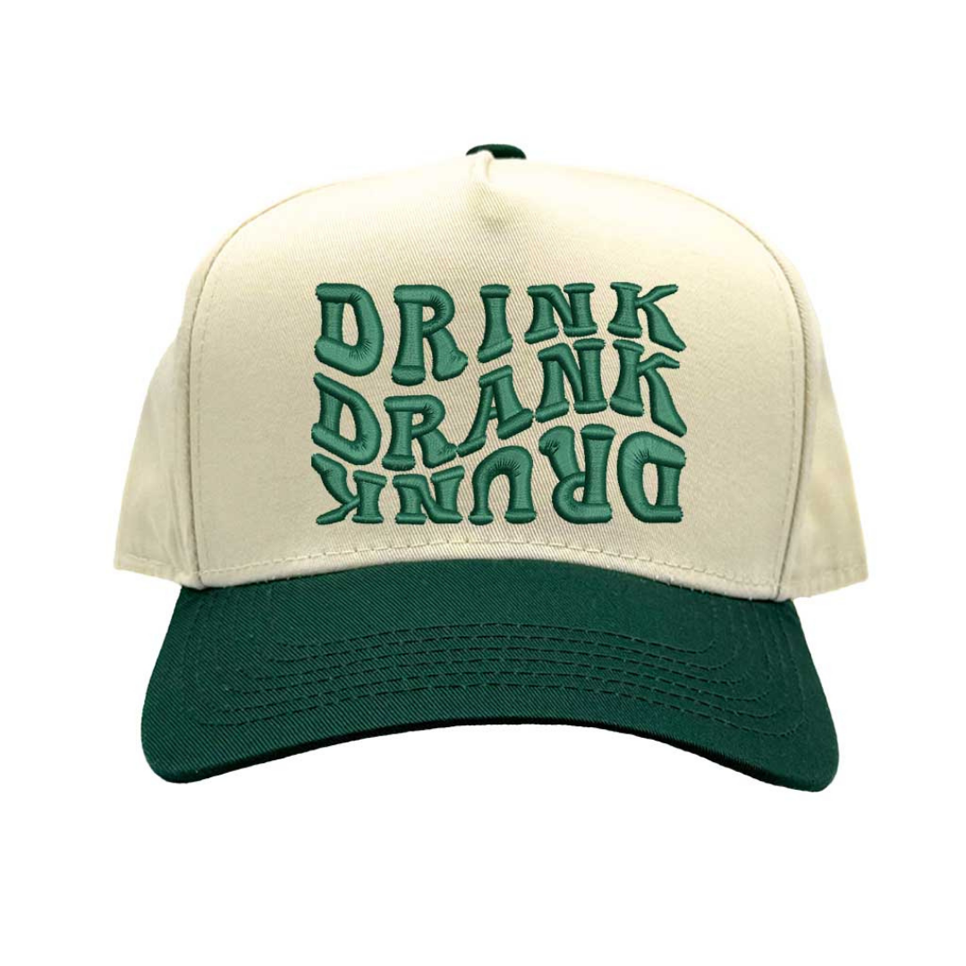 Natural Forest Green Drink Drank Drunk Two Tone 5 Panel Embroidered Baseball Hat with adjustable snapback closure and bold embroidery perfect for party lovers and weekend vibes – DSY Lifestyle