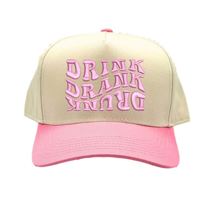 Natural Light Pink Drink Drank Drunk Two Tone 5 Panel Embroidered Baseball Hat with adjustable snapback closure and bold embroidery perfect for party lovers and weekend vibes – DSY Lifestyle