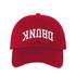 Red Drunk Upside Down Embroidered Baseball Hat featuring upside-down text design with adjustable strapback closure and breathable cotton fabric – DSY Lifestyle