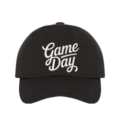Black Game Day 3D Embroidered Baseball Hat with adjustable strap and raised embroidery - DSY Lifestyle