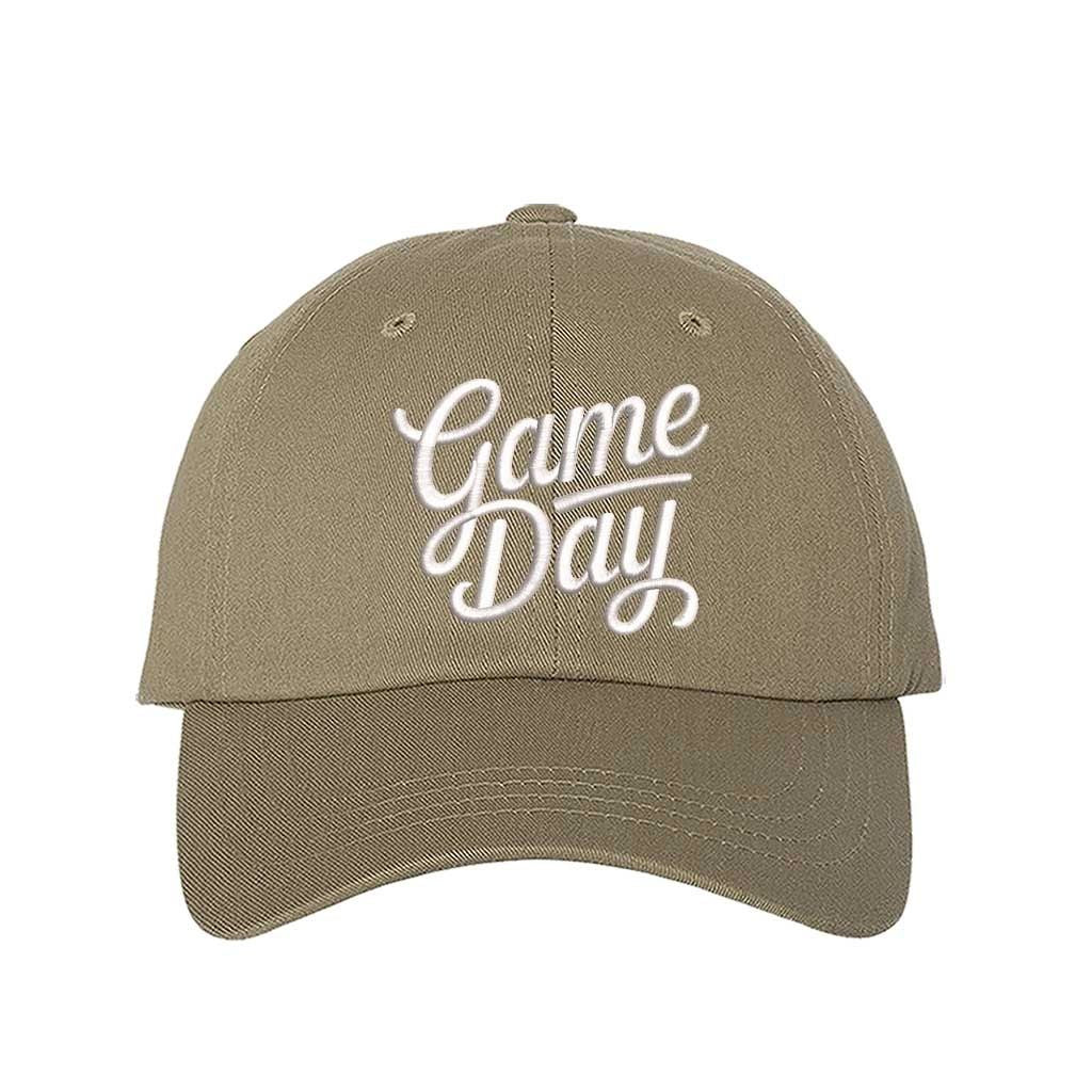 Khaki Game Day 3D Embroidered Baseball Hat with adjustable strap and raised embroidery - DSY Lifestyle