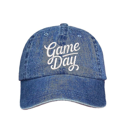 Light Denim Game Day 3D Embroidered Baseball Hat with adjustable strap and raised embroidery - DSY Lifestyle