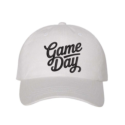 White Game Day 3D Embroidered Baseball Hat with adjustable strap and raised embroidery - DSY Lifestyle