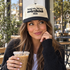 Model wearing the Hang On, Let Me Overthink This embroidered two-tone trucker hat