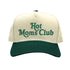 Natural Forest Green Hot Moms Club two tone 5 panel embroidered baseball hat with adjustable strap and bold embroidered design. - DSY Lifestyle