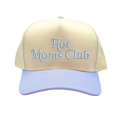 Natural Light Blue Hot Moms Club two tone 5 panel embroidered baseball hat with adjustable strap and bold embroidered design. - DSY Lifestyle