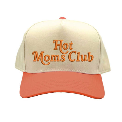 Natural Orange Hot Moms Club two tone 5 panel embroidered baseball hat with adjustable strap and bold embroidered design. - DSY Lifestyle