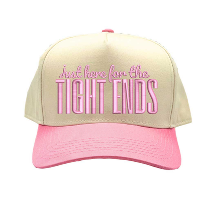 Natural Light Pink Just Here For The Tight Ends Two Tone 5 Panel Embroidered Baseball Hat with bold embroidery and adjustable snapback fit – DSY Lifestyle