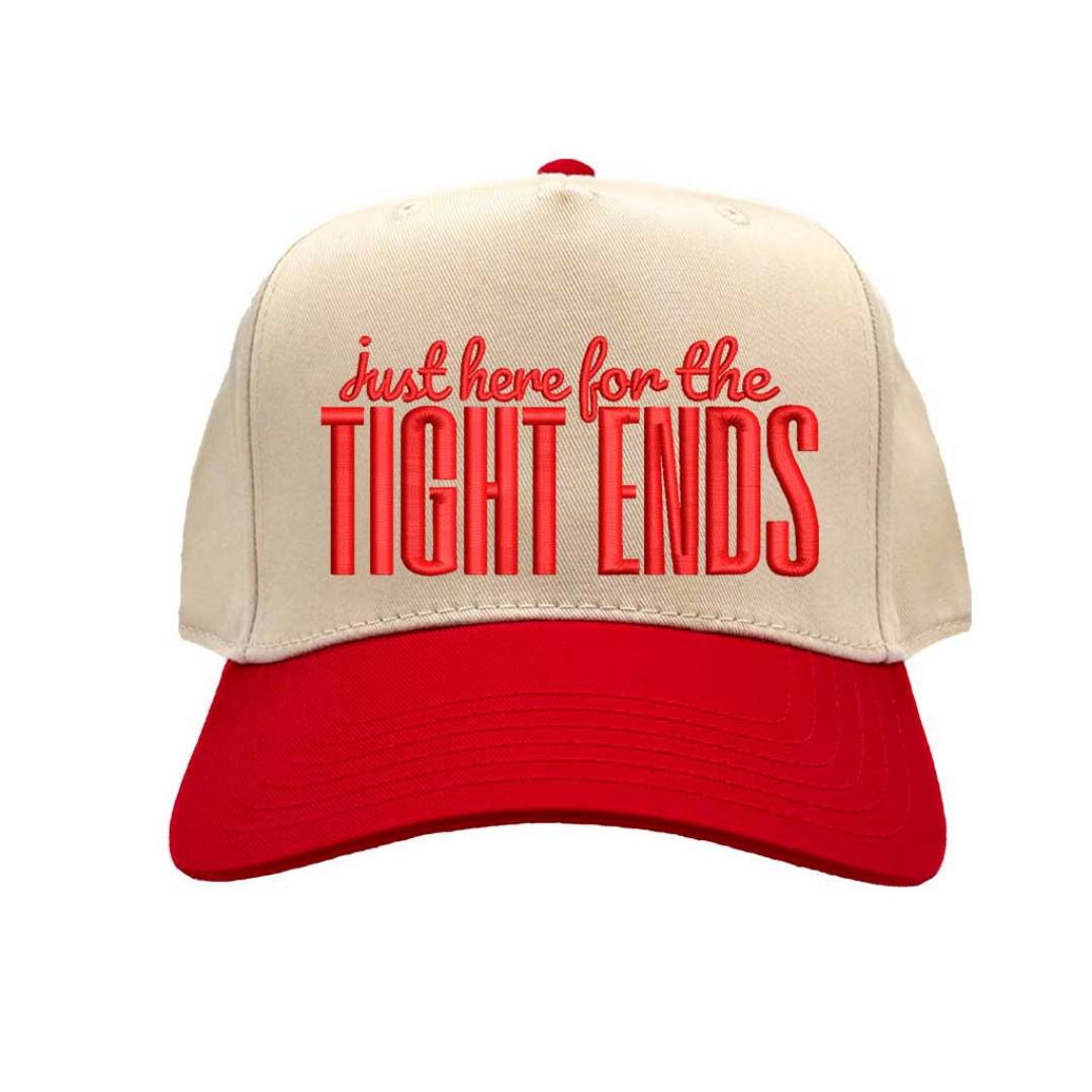 Natural Red Just Here For The Tight Ends Two Tone 5 Panel Embroidered Baseball Hat with bold embroidery and adjustable snapback fit – DSY Lifestyle