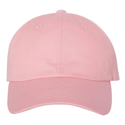 Light pink custom embroidered baseball cap personalized with your own text or logo