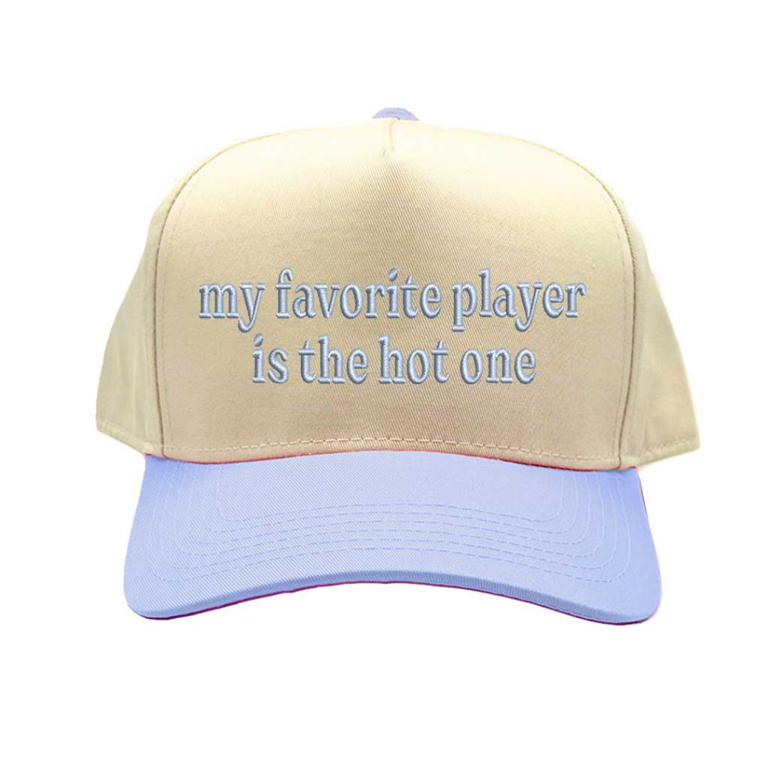 Natural Lavender My Favorite Player is the Hot One Two Tone 5-Panel Embroidered Baseball Hat with bold stitched lettering and snapback closure – DSY Lifestyle