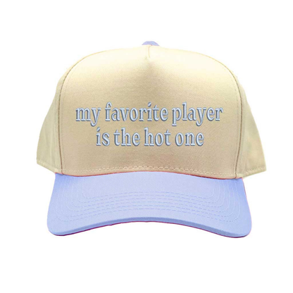 Natural Lavender My Favorite Player is the Hot One Two Tone 5-Panel Embroidered Baseball Hat with bold stitched lettering and snapback closure – DSY Lifestyle