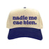 Natural Navy Blue Nadie Me Cae Bien embroidered two-tone baseball hat with retro 5-panel design and adjustable snapback closure – DSY Lifestyle.