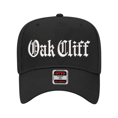 Solid Black Oak Cliff embroidered baseball hat with retro 5-panel design and adjustable snapback snapback closure – DSY Lifestyle.