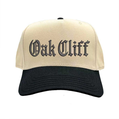 Natural Black Oak Cliff embroidered two-tone baseball hat with retro 5-panel design and adjustable snapback snapback closure – DSY Lifestyle.