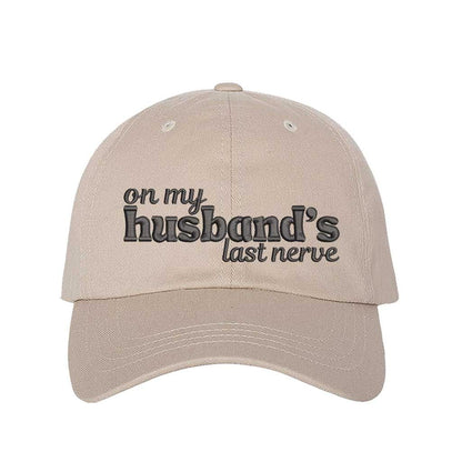 Stone On My Husband’s Last Nerve Embroidered Baseball Hat in cotton with curved brim and adjustable strap closure. DSY Lifestyle.