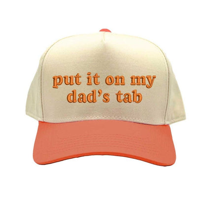 Natural Texas Orange Put It On My Dad’s Tab embroidered two-tone baseball hat with snapback closure and retro 5-panel design – DSY Lifestyle.