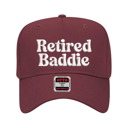 Solid Maoon Unisex, low-profile 5-panel “Retired Baddie” stitched in bold, luxe thread Adjustable snapback closure - DSY Lifestyle