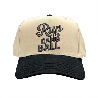 Natural Black Run the Dang Ball Two Tone Baseball Hat Trendy Unisex Adjustable Baseball Cap for Streetwear, Tailgates, Rodeos &amp; Festival Fashion - DSY Lifestyle