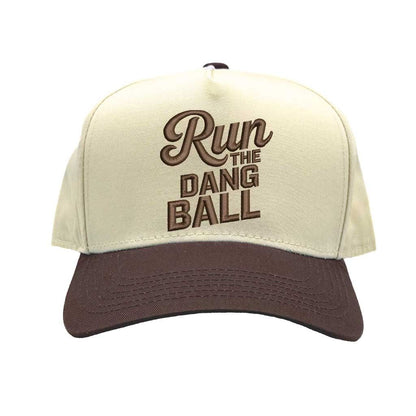 Natural Brown Run the Dang Ball Two Tone Baseball Hat Trendy Unisex Adjustable Baseball Cap for Streetwear, Tailgates, Rodeos &amp; Festival Fashion - DSY Lifestyle