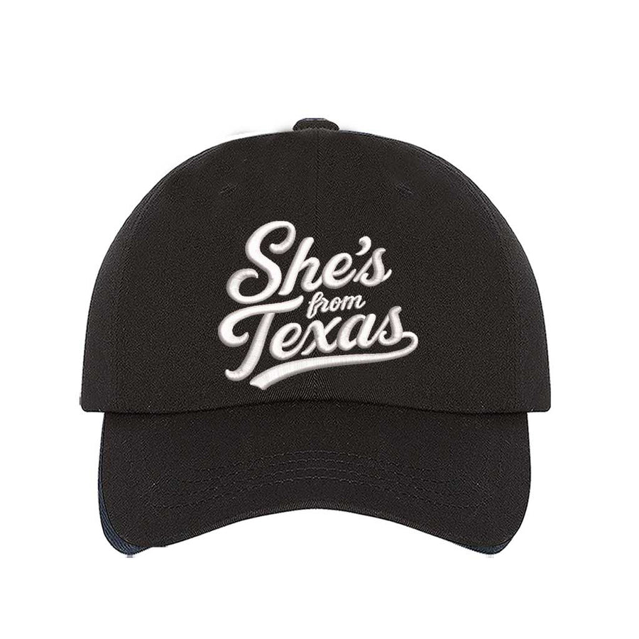 She's From Texas embroidered baseball hat in Black - Texas girl southern statement cap by DSY Lifestyle
