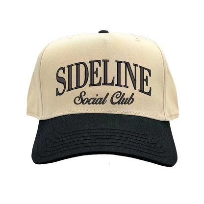 Natural Black Sideline Social Club Two Tone 5 Panel Embroidered Baseball Hat with bold embroidery and sporty two-tone design – DSY Lifestyle