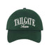 Forest Green Tailgate Team Embroidered Baseball Hat with raised stitching, adjustable hook-and-loop closure, and breathable cotton design for football fans. – DSY Lifestyle