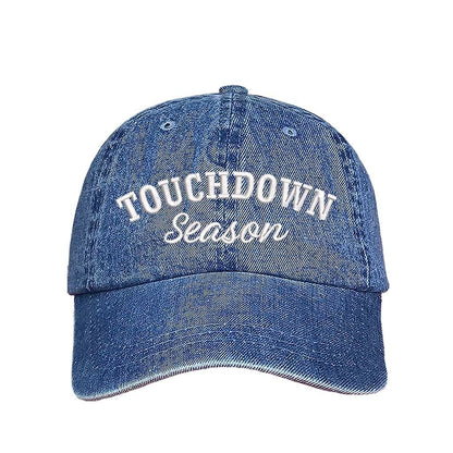 Light Denim Touchdown Season Embroidered Baseball Hat front view - DSY Lifestyle