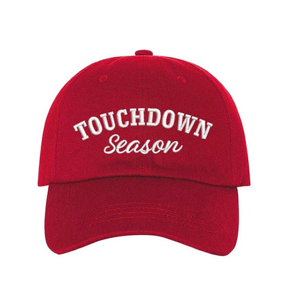 Red Touchdown Season Embroidered Baseball Hat front view - DSY Lifestyle