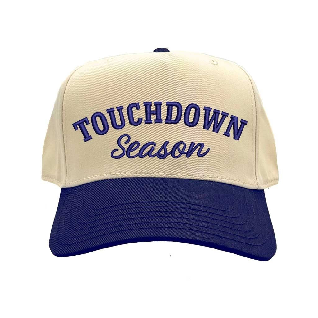 Natural Navy Blue Touchdown Season Baseball Hat Trendy Unisex Adjustable Baseball Cap for Streetwear, Tailgates, Rodeos &amp; Festival Fashion - DSY Lifestyle
