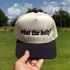 Natural Black Two-tone 5-panel embroidered baseball hat featuring the phrase “What the Helly?” in bold stitching, adjustable snapback closure – DSY Lifestyle