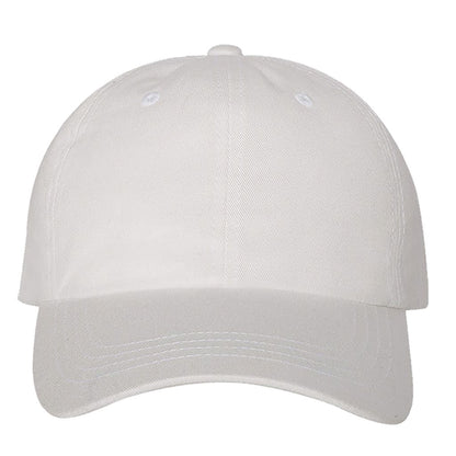 White custom embroidered baseball cap personalized with your own name, words, or logo by DSY Lifestyle