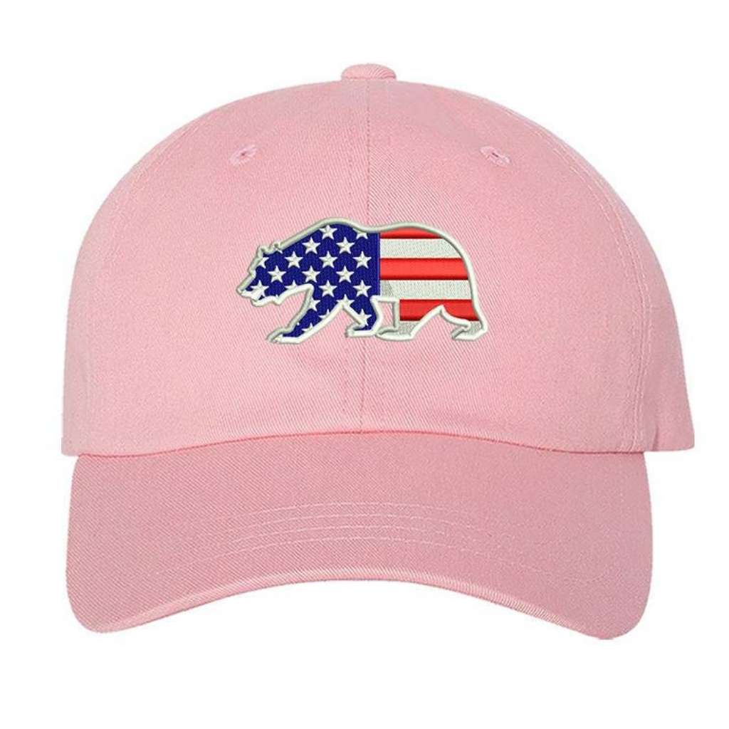 Pink baseball hat with USA bear flag embroidered - DSY Lifestyle