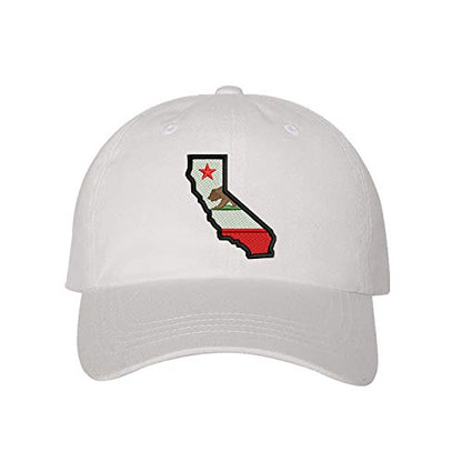 California Map Baseball Hat, Unisex Dad Hat, Embroidered Dad Hat, 3D Puff Dad Hat, California Map Hat, Custom Embroidery, DSY Lifestyle Dad Hat, White Dad Hat, Made in LA