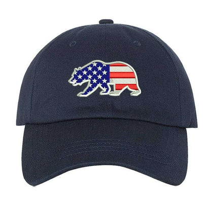 Navy baseball hat with USA bear flag embroidered - DSY Lifestyle