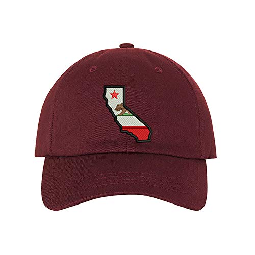 California Map Baseball Hat, Unisex Dad Hat, Embroidered Dad Hat, 3D Puff Dad Hat, California Map Hat, Custom Embroidery, DSY Lifestyle Dad Hat, BurgundyDad Hat, Made in LA