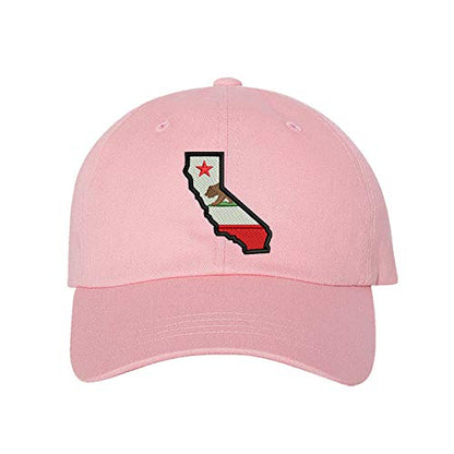 California Map Baseball Hat, Unisex Dad Hat, Embroidered Dad Hat, 3D Puff Dad Hat, California Map Hat, Custom Embroidery, DSY Lifestyle Dad Hat, Light Pink Dad Hat, Made in LA