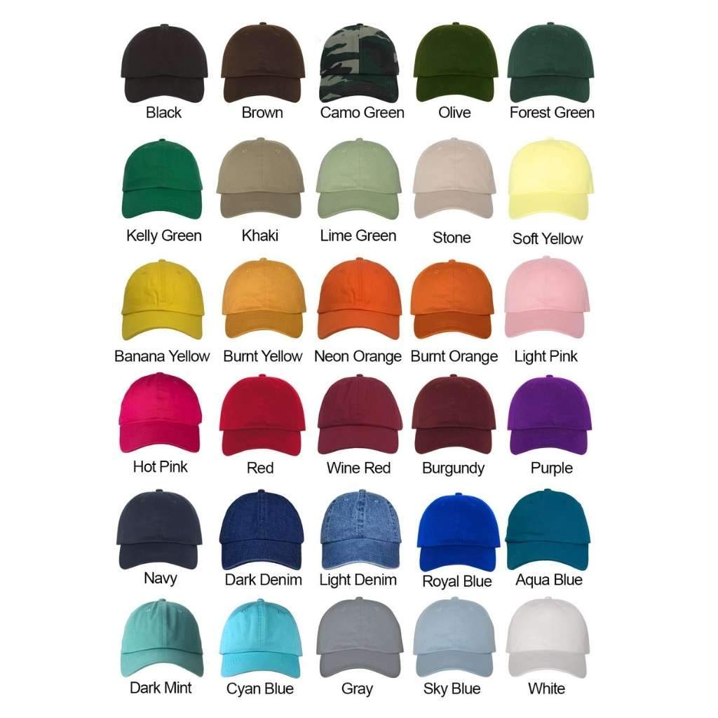 Baseball hat color chart