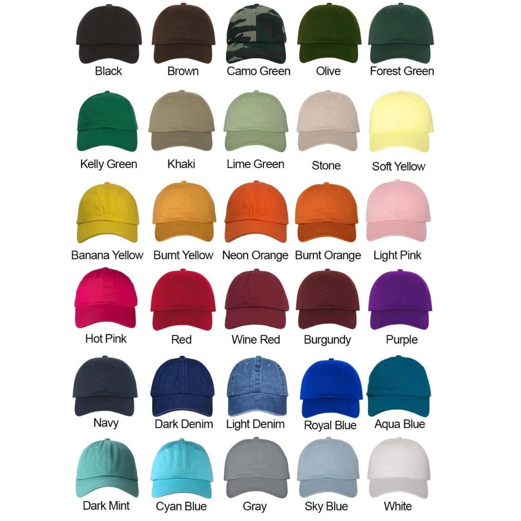 Color chart for baseball hats - DSY Lifestyle