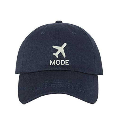 Navy Baseball hat embroidered with Airplane mode in the front in white - DSY Lifestyle