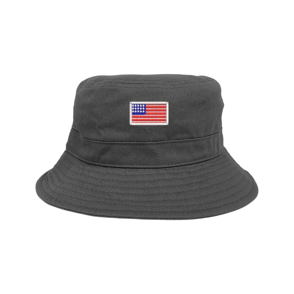 Embroidered American Flag on grey bucket hat - DSY Lifestyle