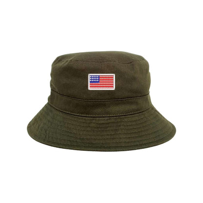 Embroidered American Flag on olive bucket hat - DSY Lifestyle