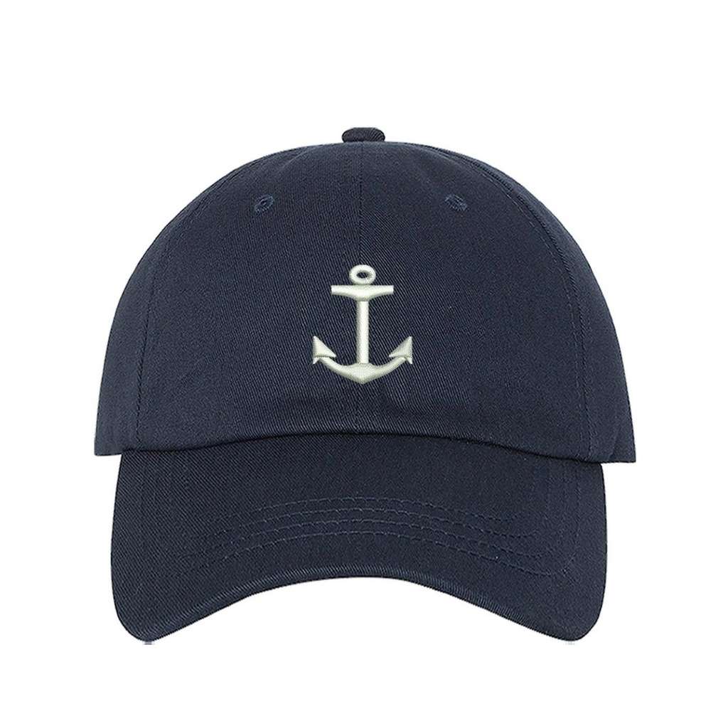 Navy Blue Baseball hat embroidered with anchor in the front in white - DSY Lifestyle