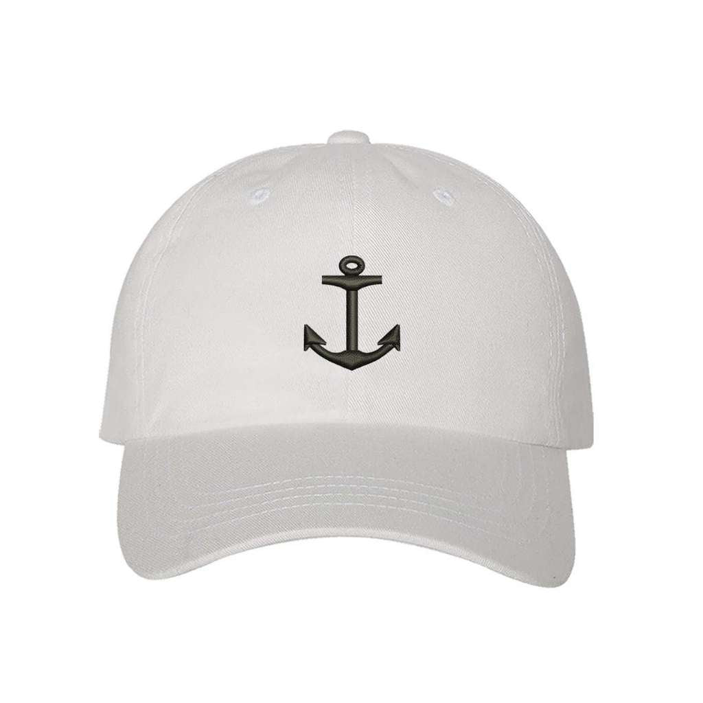 White Baseball hat embroidered with anchor in the front in black - DSY Lifestyle