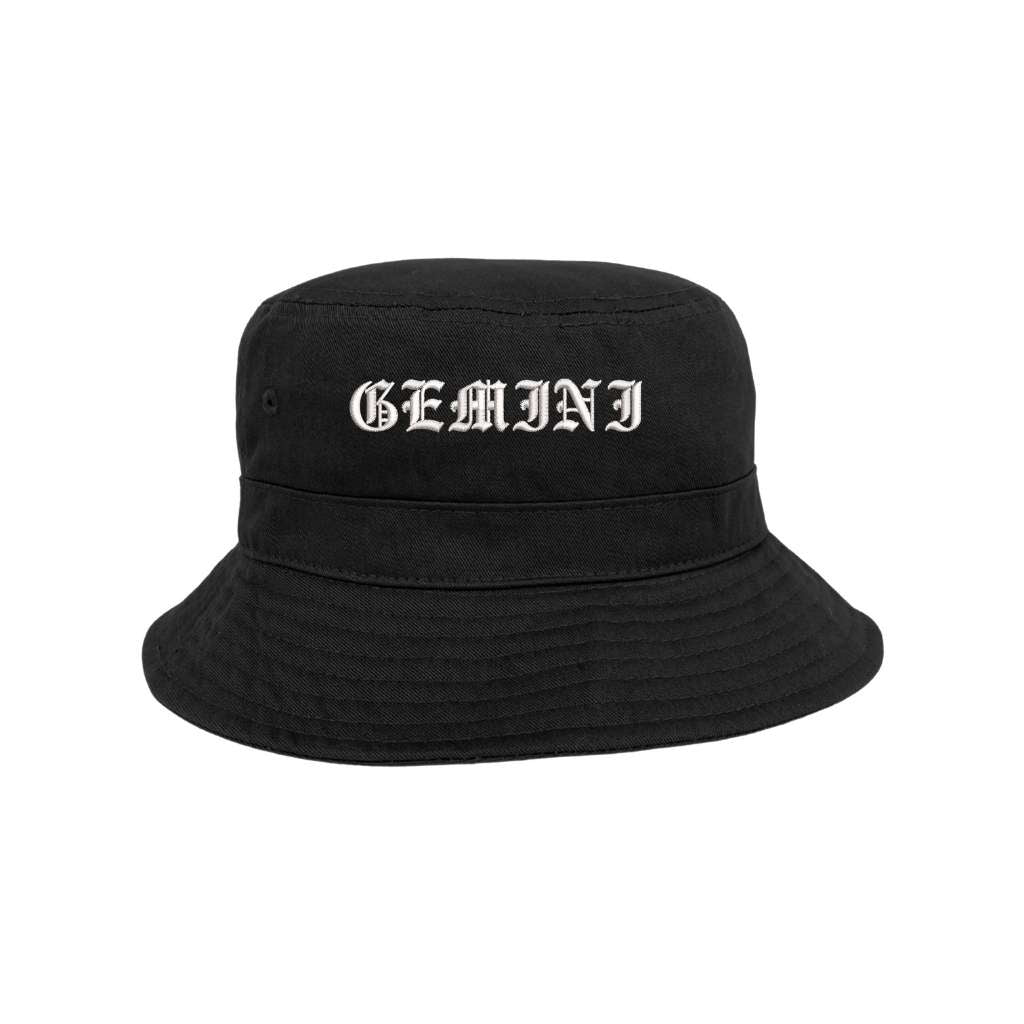 Embroidered Gemini on black bucket hat - DSY Lifestyle