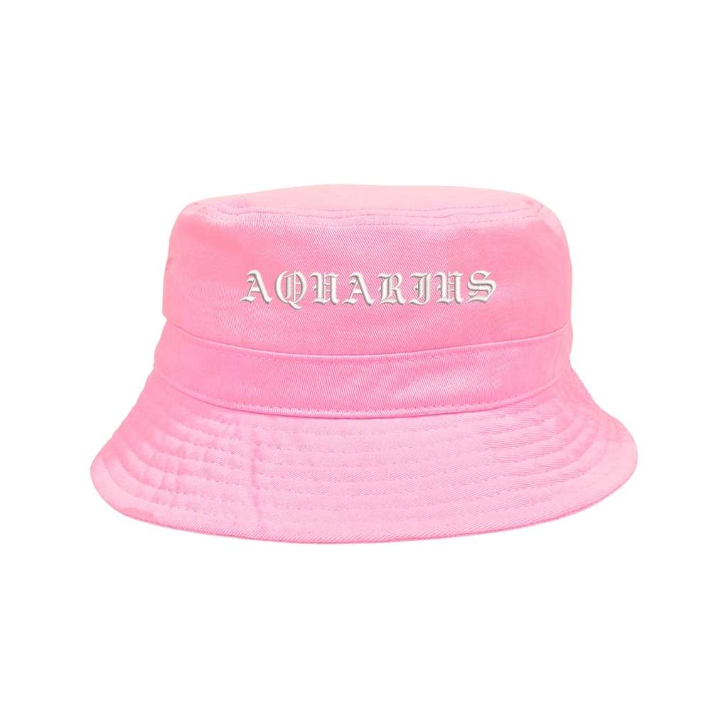 Embroidered aquarius on pink bucket hat - DSY Lifestyle