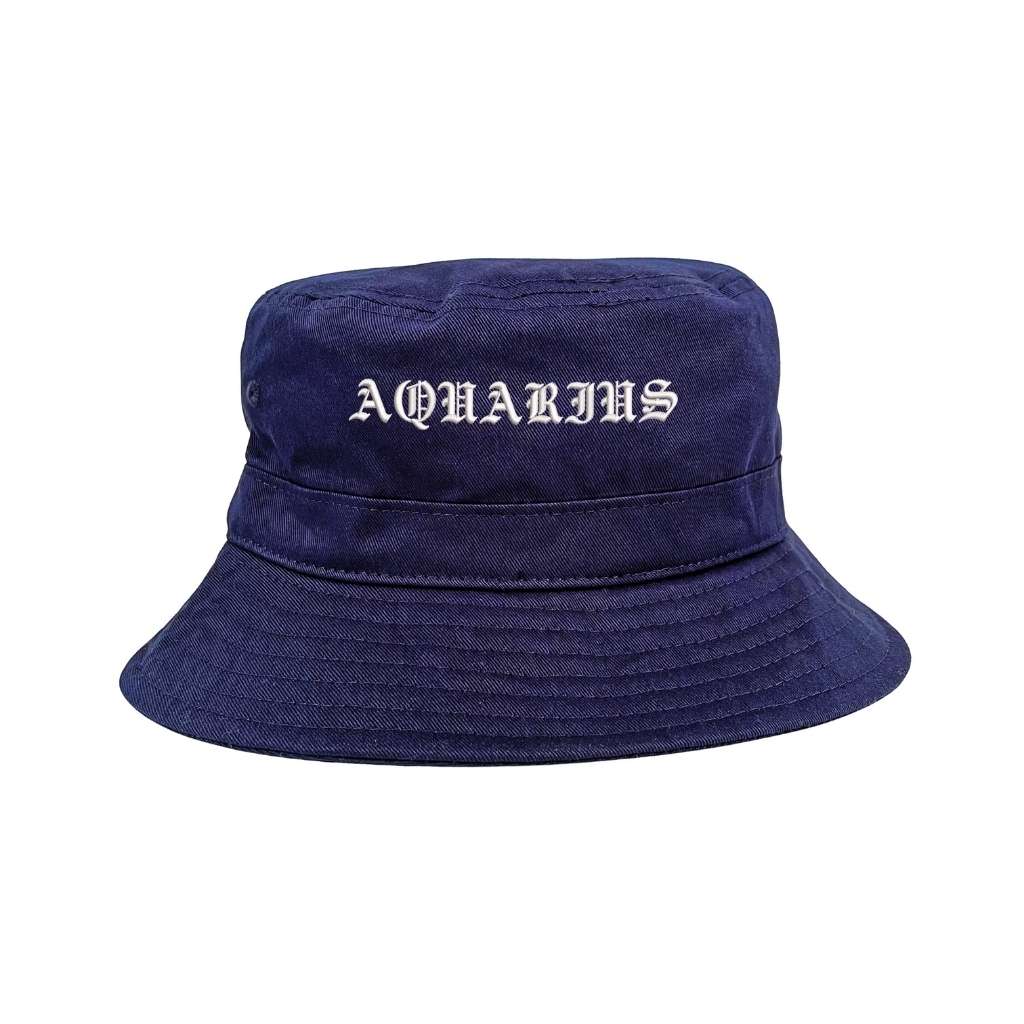 Embroidered aquarius on navy bucket hat - DSY Lifestyle