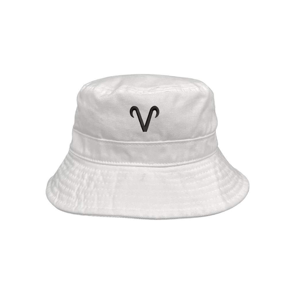 Embroidered Aries White bucket hat DSY Lifestyle