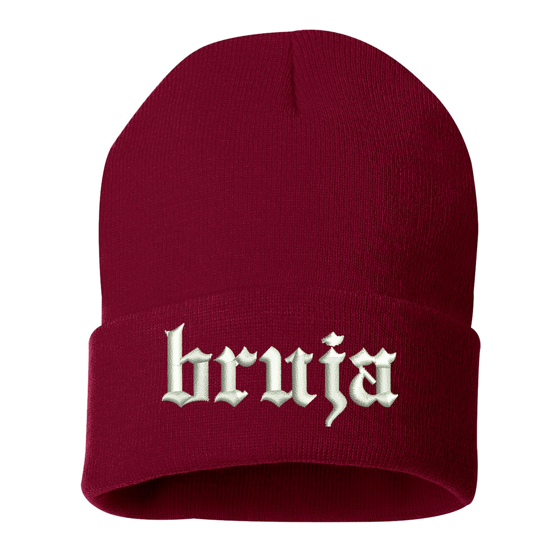 Bruja Embroidered Cuffed Beanie Cap, Beanie, Cuffed Beanie Cap, Bruja Embroidery, Embroidered Beanie Cap, Custom Embroidery, Burgundy Cuffed Beanie, DSY Lifestyle Beanie, Made in LA